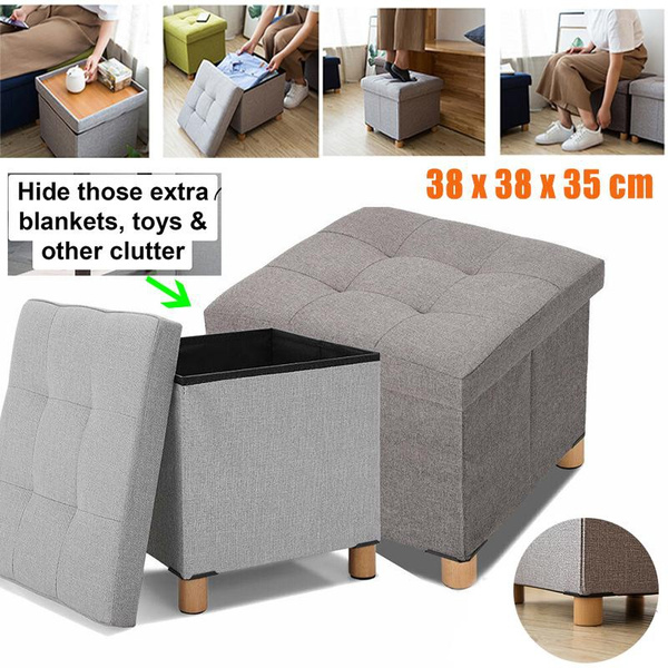 15" Folding Storage Ottoman Toy Box Chest Seat Ottomans Bench Foot Rest