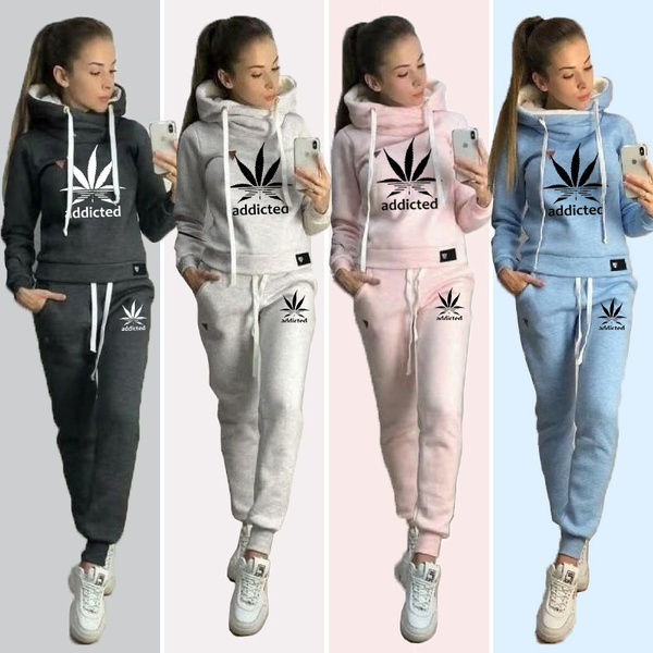 2021 New Fashion Sport Wear Outfits Tuta Donna 2 Piece Sets Women Tracksuit  Casual Hoodies Sweatshirts+ Jogging Pants | Wish