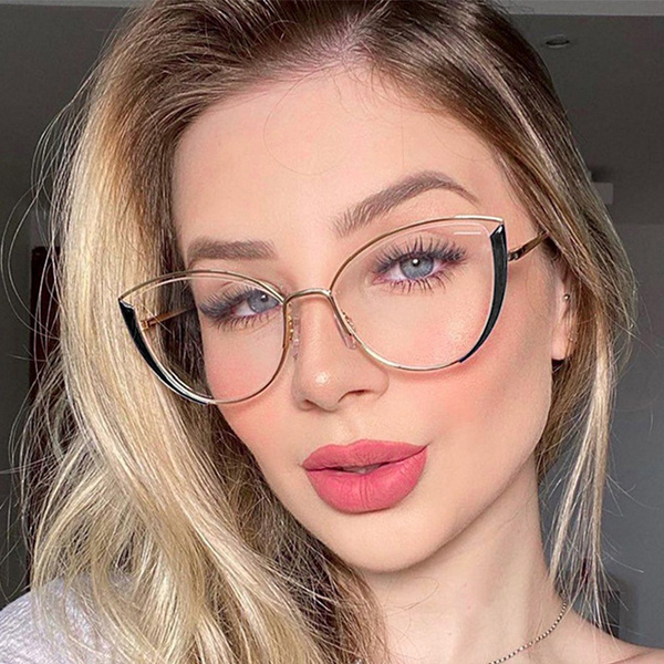 Fashion Vintage Cat Eye Anti Blue Light Metal Glasses Frames Women Optical Computer Glasses Wish 7711