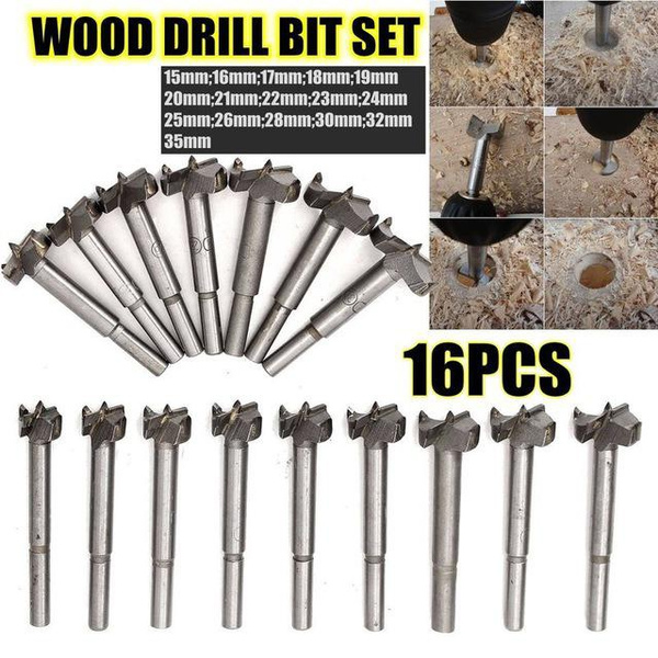 16pcs Cemented Carbide Forstner Drill Bits Woodworking Boring Flat Wood ...