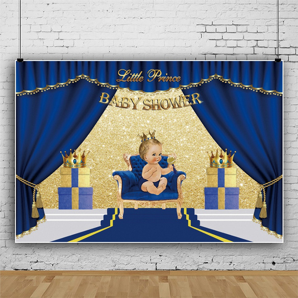 Welcome Little Prince Photo Background Royal Blue Baby Shower Backdrop ...