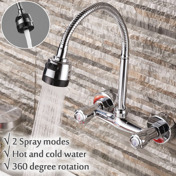 Flexible Sink Mixer Tap Chromed Brass 360 Degree Rotate Faucet Rotation