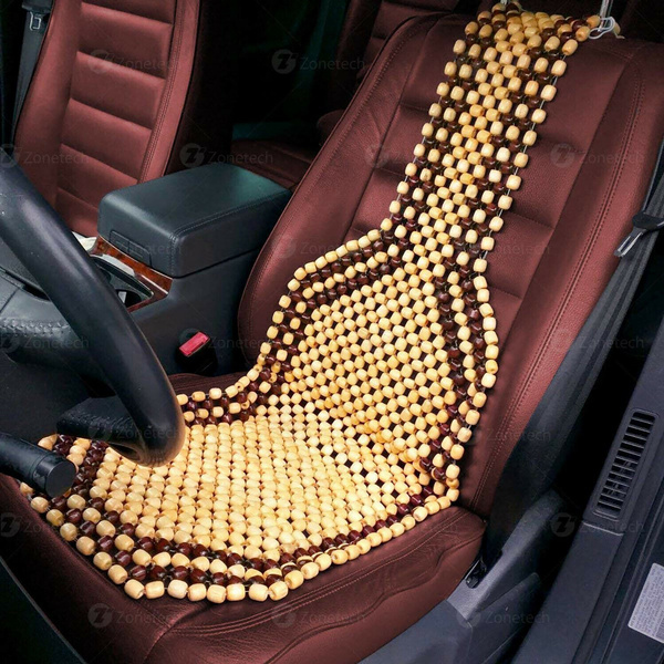 Car Wood Beaded Seat Cover Cushion Roller Chair Drive Back Wooden