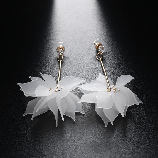 Black and White Sequin Flower Drop Earrings