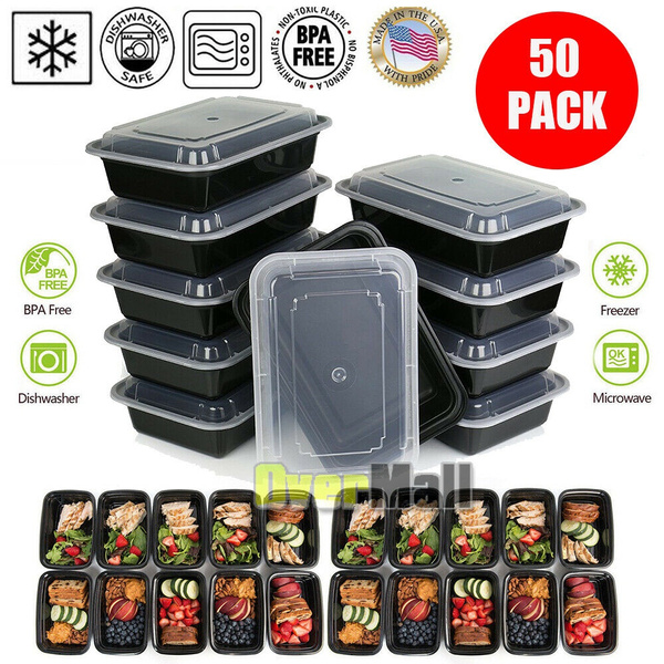 50-Pack Meal Prep Plastic Microwavable Food Containers meal
