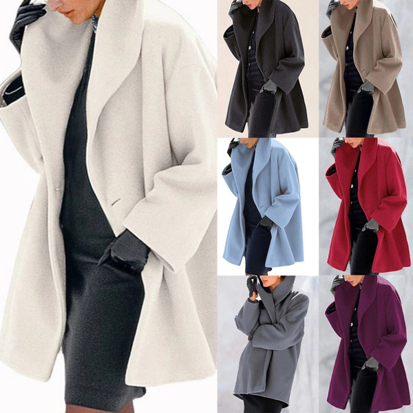 New Warm Women Fashion Multi-Color Shawl Collar Coat Jacket Casual Fleece Coat Jacket |