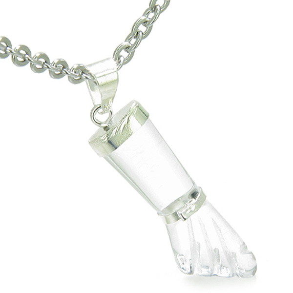 Figa Rock Quartz Evil Eye Protection Amulet Italian HornCharm Pendant 22 Inch Necklace