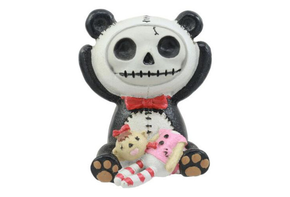 Ebros Furry Bones Panda Figurine 2.5"H Adorable Voodoo Skeleton Furrybones Decor 