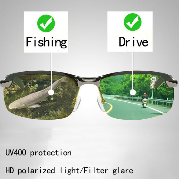 Mens Photochromic Sunglasses Polarized Transition Lens Driving Fishing Glasses 