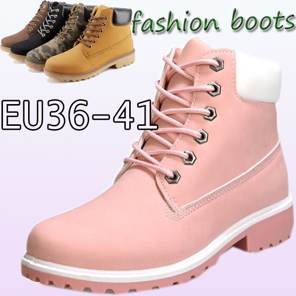 Women Casual Martin Boots Leather Ankle Boots High top Waterproof