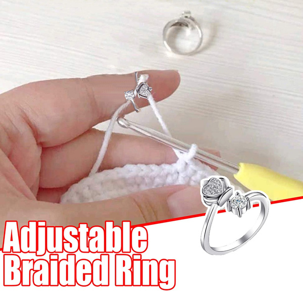 Crown Adjustable Knitting Loop Crochet Knitting Ring Finger Wear Thimble  Yarn Guides Knitted Ring Accessories