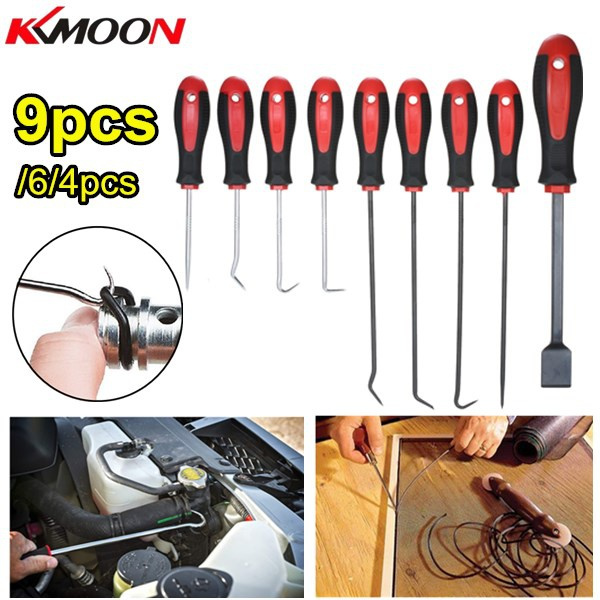 KKmoon 9/6/4 Pcs 9.5-inch/6-inch Hook And Pick Set O-Ring/Seal/Gasket Picks  Cotter Pin Extractor Cotter Key Puller Screen Window Hooks Trim Removal Tool  for Car Automotive Electronics Craftsman