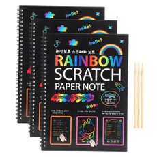Craft Supplies, rainbowscratchpaintingnote, rainbow, art