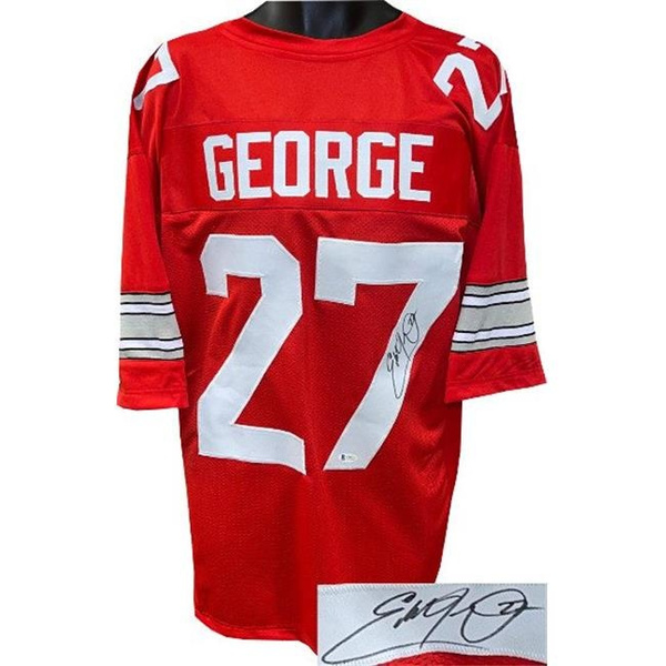 Athlon Sports CTBL-029017 Eddie George Signed Ohio State Buckeyes Red  Custom Stitched College Football Jersey No.27 - Extra Large - Beckett  Witnessed - Heisman 1995