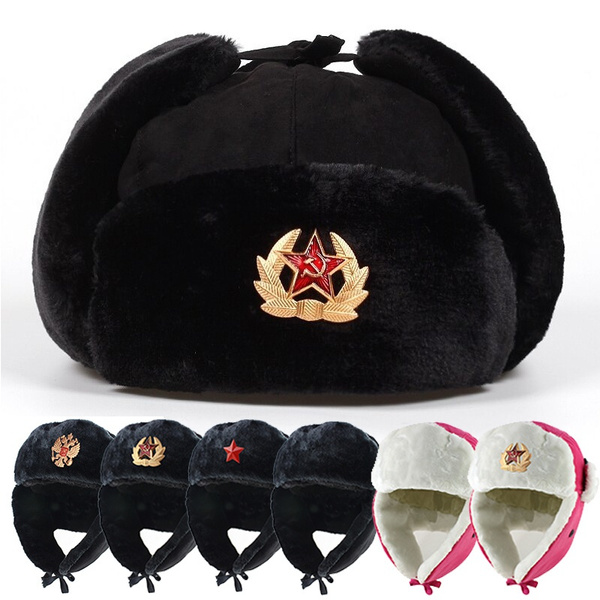 Soviet Rabbit Hat Soviet military badge Russian Ushanka bomber hat pilot pilot hat ...