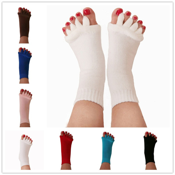 Women Yoga GYM Massage Open Five Toe Separator Socks Foot Alignment