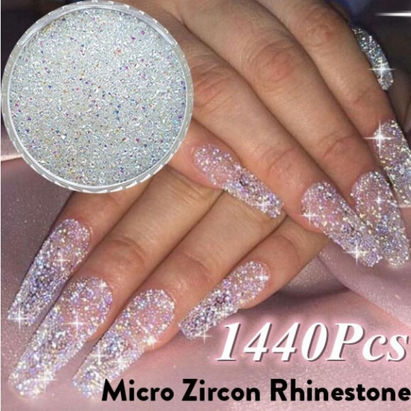 1440pcs/bag 1.1mm Loose Diamond Zircon Rhinestones Micro Conical Rhinestone  Mini Nail Art Rhinestone DIY 3D Nail Art Decorations Loose Rhinestones