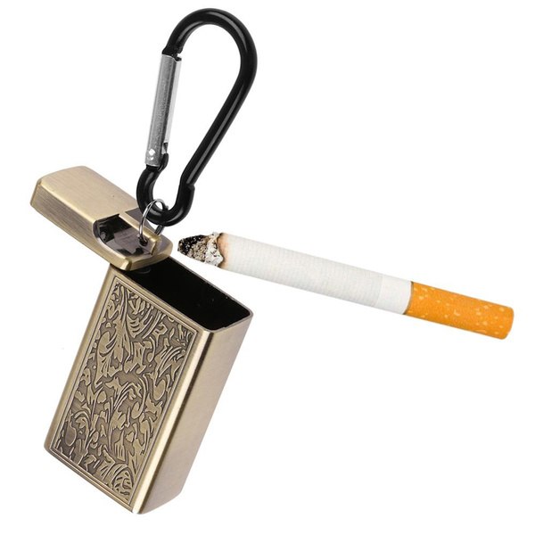 pocket cigarette ashtray Outdoor Mini Portable Cigarette Ashtray with Keychain Pocket Smoking Ash  Tray with Lid Key Chain Carabiner for Travelling