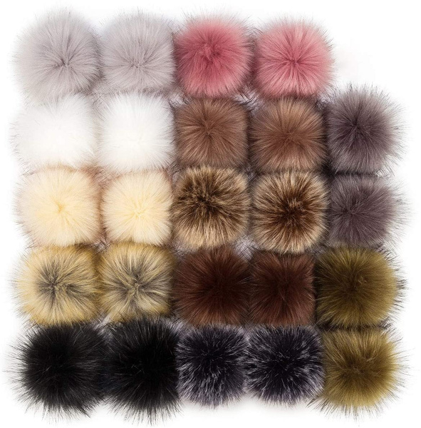12Pcs Faux Fox Fur Fluffy Pompom Ball, Soft Faux Fur DIY Pompom Ball With Elastic Loop For Hats Keychains Scarves Gloves Bags Accessories,10cm (6 Colors,2pcs Per Color) (A - Foto 2
