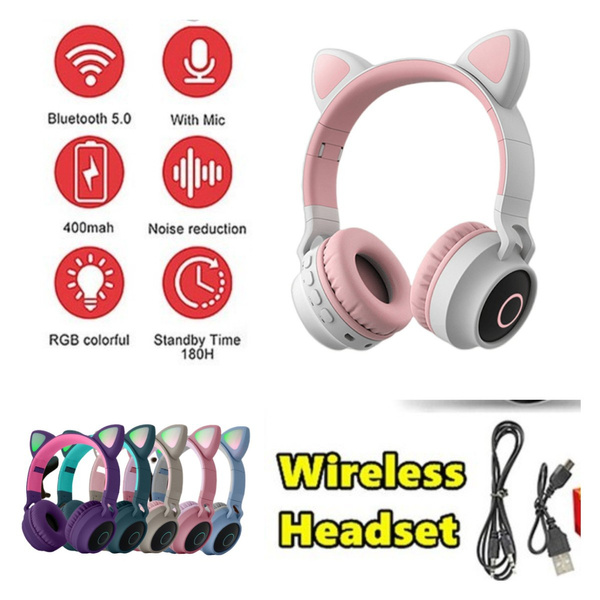 New Cat Ear Wireless Headsets Wireless Luminous Headphones Computer