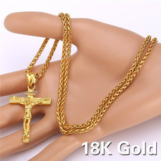 goldplated, Cross necklace, Gifts, 18k gold plated