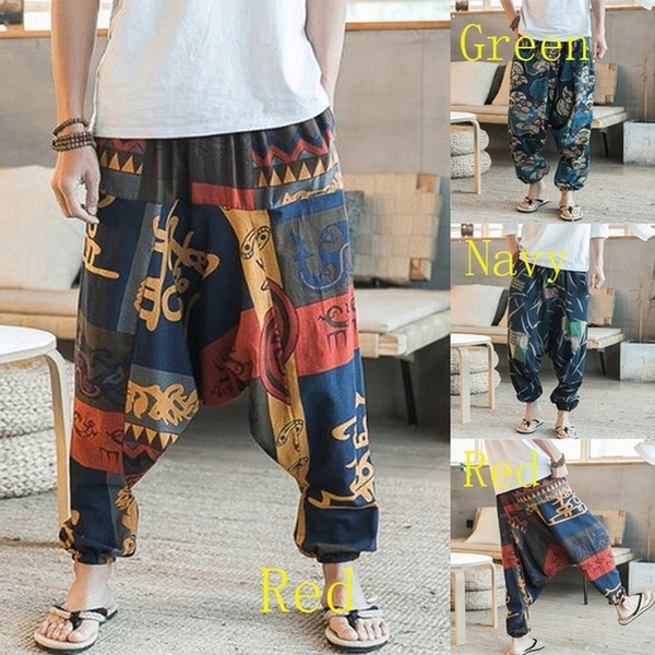 Hip Hop Men Aladdin Hmong Baggy Cotton 
