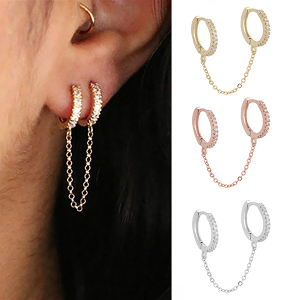 Minimalist earrings for hot sale double piercing