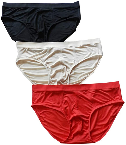 Yavorrs 3PCS Men's Silk Knitted Underwear Bikini Briefs Low Rise ...
