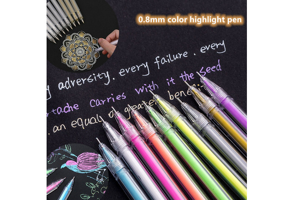 3 Pcs white/gold/silver and other high-grade gel pen sets in various  colors, artist sketch pen, black paper, drawing design, illustration, art  supplies