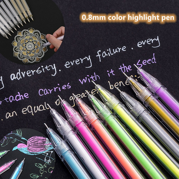 3 Pcs white/gold/silver and other high-grade gel pen sets in various  colors, artist sketch pen, black paper, drawing design, illustration, art  supplies