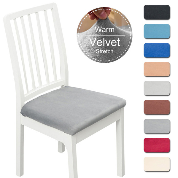 Stretch Velvet Dining Chair Seat Cover Protector Home Decor Washable Removable