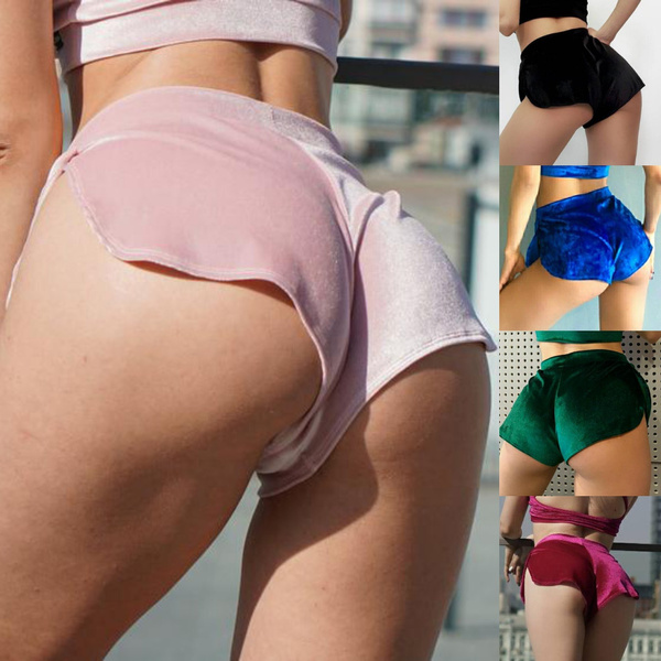 5 Colors Women Fashion Mid Rise Velvet Panties Exotic Dancewear Split  Knickers Womens Pole Shorts Velour Cheeky Clothes Clubwear Shorts