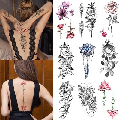 Temporary Flower Tattoo For Adult -Black - Bk08 -1 sheet | Konga Online  Shopping