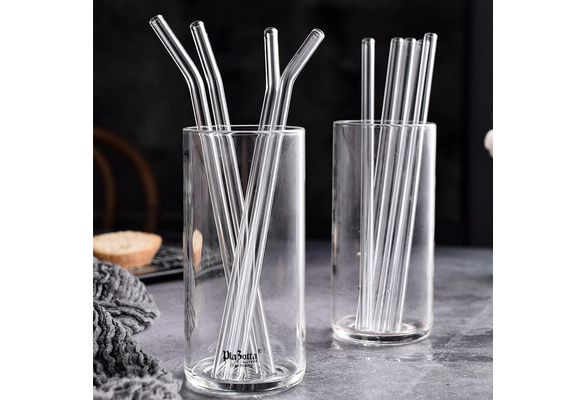 200*8mm Clear Glass Straws For Smoothie Cocktail Drinking Healthy