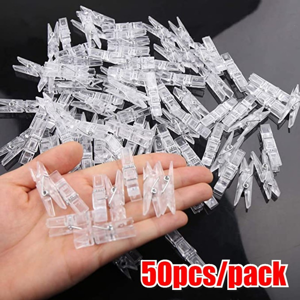50 Pcs Photo Clips Mini Transparent Plastic Clear Clips for String Fairy  Lights Color Clear Sewing Clips 2.5cm