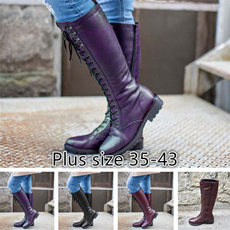 casual shoes, Knee High Boots, Plus Size, Leather Boots