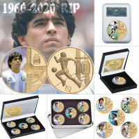 1960-2020 RIP Diego Maradona Gold Plated Commemorative Coin Set The ...