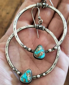 Antique, Sterling, Turquoise, Dangle Earring