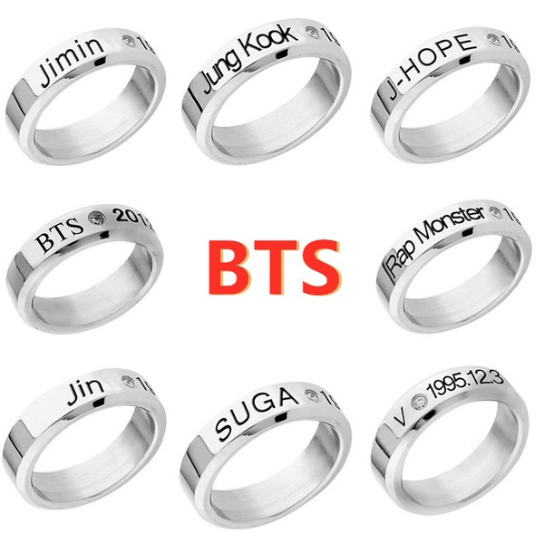 Kpop Bts Bangtan Boys Stainless Steel Ring Jungkook Jimin Jin V Suga J Hope Wish