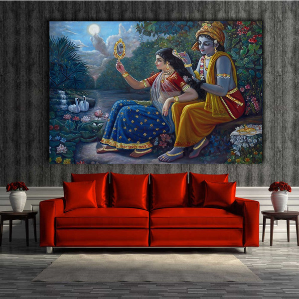 RADHA KRISHNA Picture decoration artwork Fine art print Living room  decoration mural Frameless | Wish
