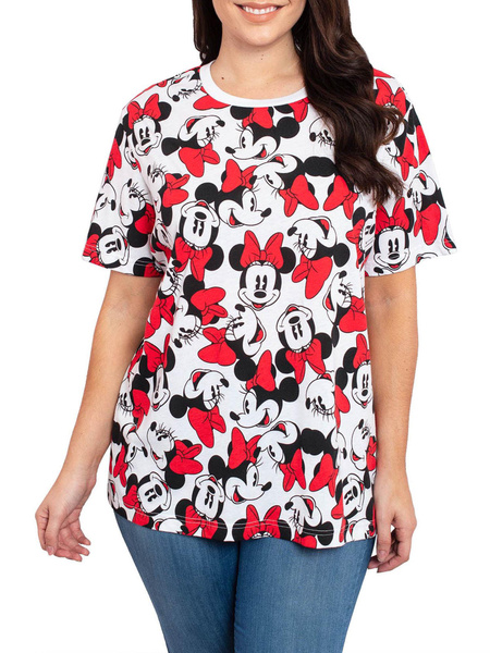 Minnie Mouse T-Shirt Faces All-Over Print Disney Women's Plus Size