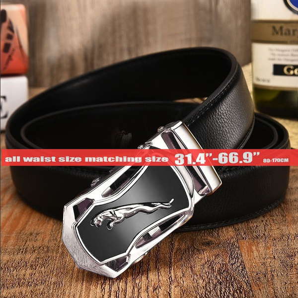Leather Belts of Men Black with Car Logo Buckle All Waist Maching Size  31.4-66.9/80-170cm