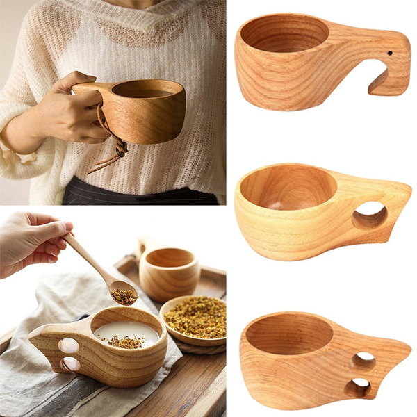 Nordic Portable Wood Coffee Mug Rubber Wooden Tea Milk Cups Water Drinking  Mugs Drinkware Handmade Juice Lemon Teacup Gift
