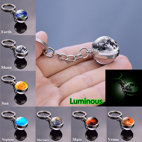 Solar System Keyring Galaxy Nebula Space Keychain Moon Earth Sun