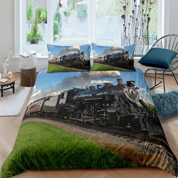3D Digital Train Pattern Printed Bedding Sets Steam Train Comforter