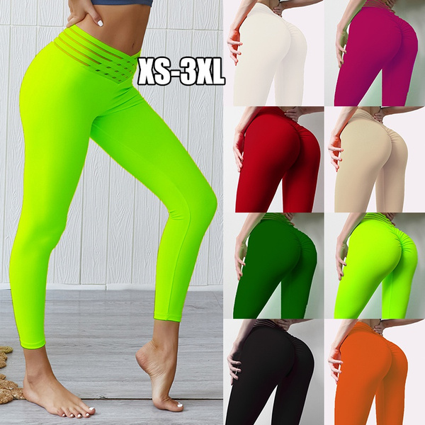 2021 Women's Sexy Buttocks Fitness Pants High Elasticity Outdoor Slim Solid  Color Yoga Pants Stretch High Waist Sports Tight Leggings