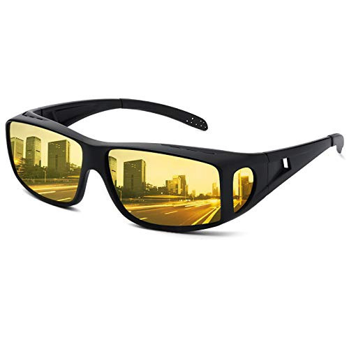 Night Vision Glasses Fit Over Prescription Glasses Anti Glare, Day & Night  Driving Polarized Wrap Around Sunglasses