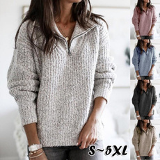 Plus Size, zipsweater, turtleneck, Long Sleeve
