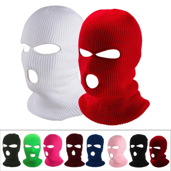 3-Hole Knitted Full Face Cover Ski Mask, Winter Balaclava Warm Knit Full  Face Mask for Outdoor Sports 