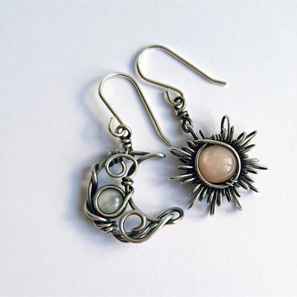 sterling silver sun and moon earrings